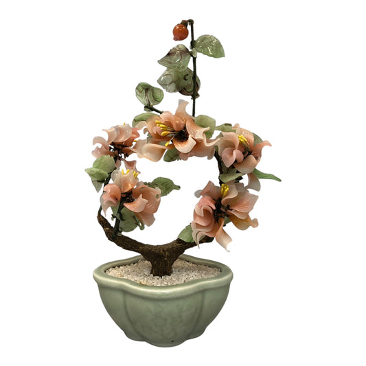15049 - 10" Pink Jade Flower Tree - Fluted Pot |15-17|