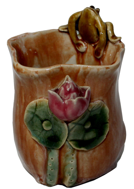15123 - 4" Bamboo Pot With Frog Rose |17-26|