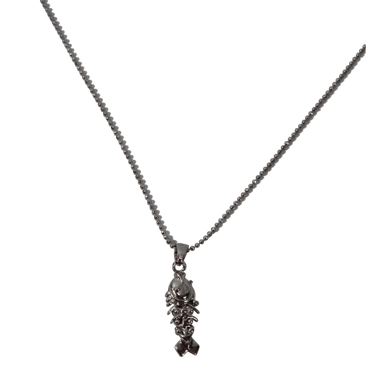 1524 - Necklace Fish Crystal On Silver - |Clear-53|