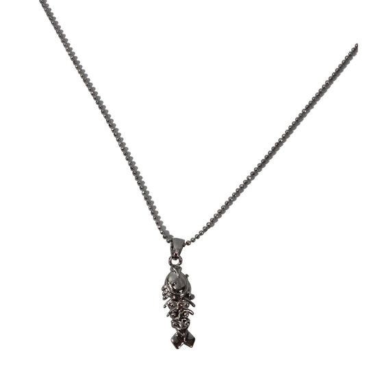1524 - Necklace Fish Crystal On Silver - |Clear-53|