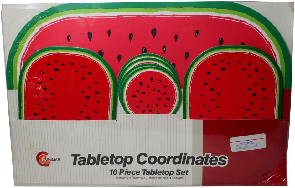 1528 - Conimar Tabletop Coordinates - 10 Pc Watermelon Set - [R-28 Garage]