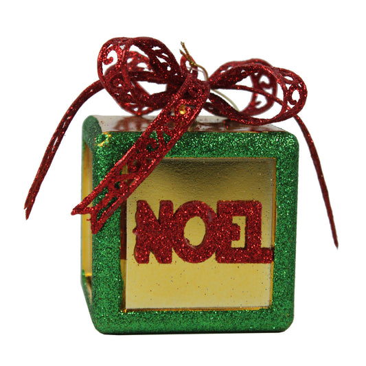 15300 - Red Green Gold 6" Christmas Present Ornament Set of Two |Pod 2-62|