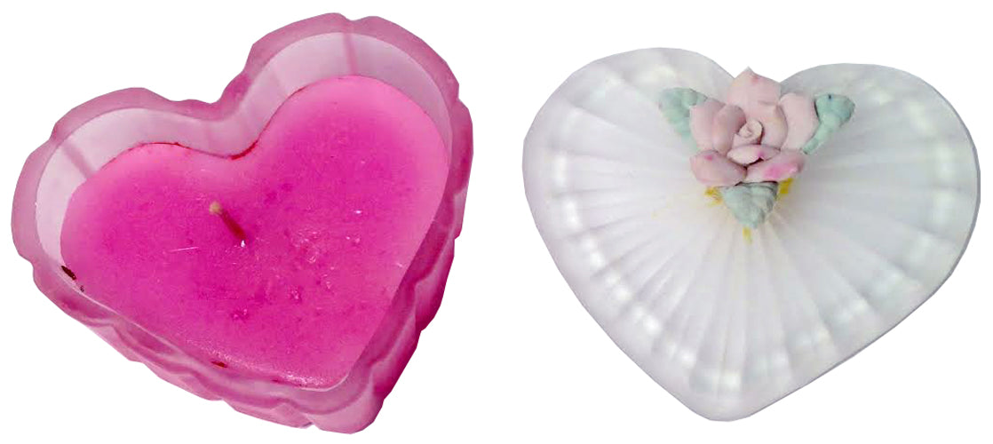 15574 - Set of Two Heart Shape Frosty Scented Candle 4" |23-5|