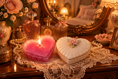 15574 - Set of Two Heart Shape Frosty Scented Candle 4" |23-5|