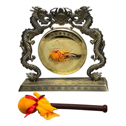 1568 - Deluxe 8 Inch Dragon Gong With Mallet For Dojo Decor