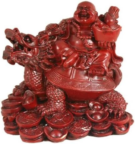 15724 - 10" Red Buddha On Turtle - [14-36]