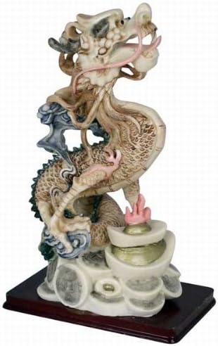 15815 - 10" Ivory Color Dragon on Ingot - [Z-46]