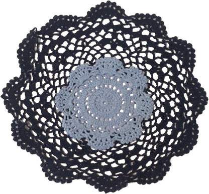 15885 - SET OF TWO HAND MADE 10"Two Color Blue 100% COTTON Doily Crochet - [TBD]