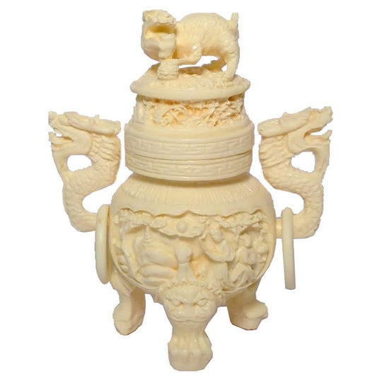 1592 - Small Faux Ivory Incense Burner 5" |19-31|Pod 3-47|