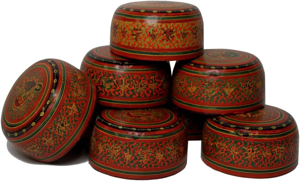 1596 - 6 Burmese Lacquer Cups - |13-18|