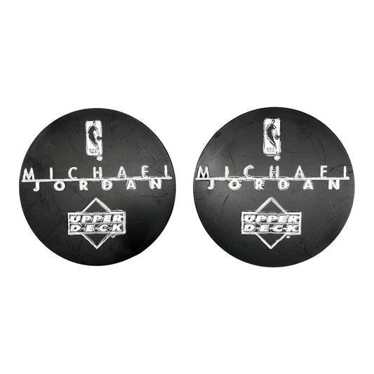 16044 -  set of 2 Michael Jordan Upper Deck Plastic 4" Coaster Pog Board  |Pogs,G-81|