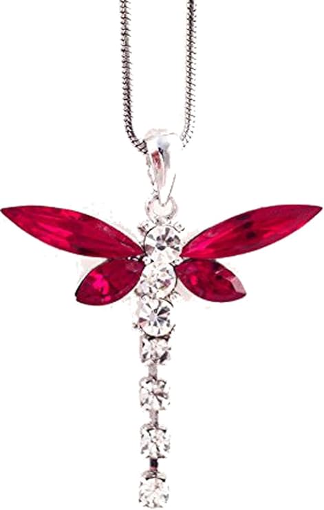 16250 - Dragonfly 16" Necklace w/Red Ruby - [Clear-93]