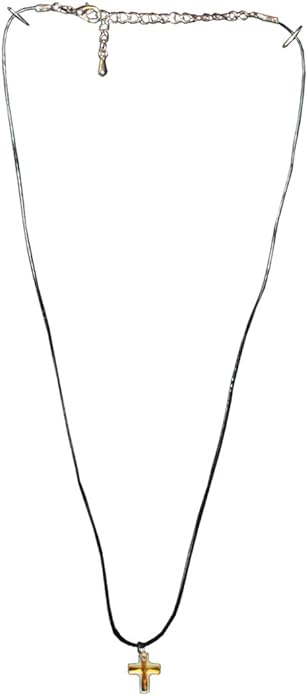 16279 - Small Cross Pendant Necklace - [Clear-206]