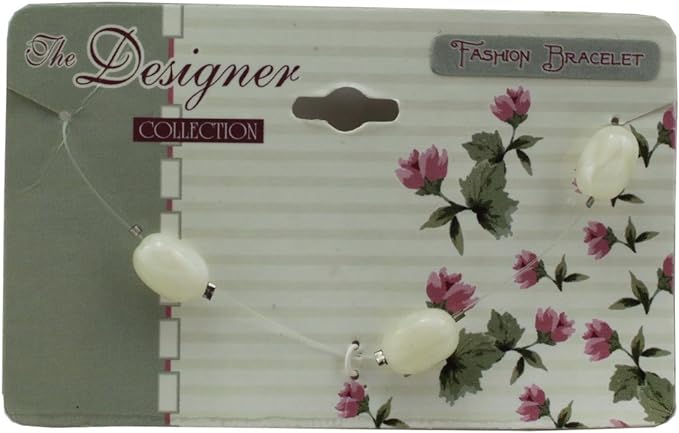 16283 - White Bead Anklet w/Clear Wire - [Clear-70]