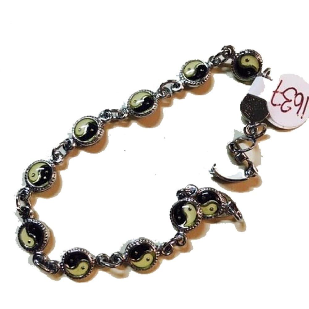 1637 - 7.5" Yin Yang Bracelet - |Clear-36|