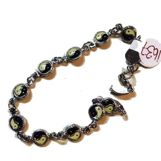 1637 - 7.5" Yin Yang Bracelet - |Clear-36|