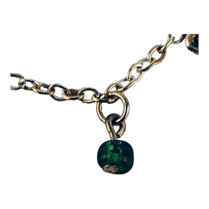 1643 - Frog & Green Beads Anklet - |Clear-65|