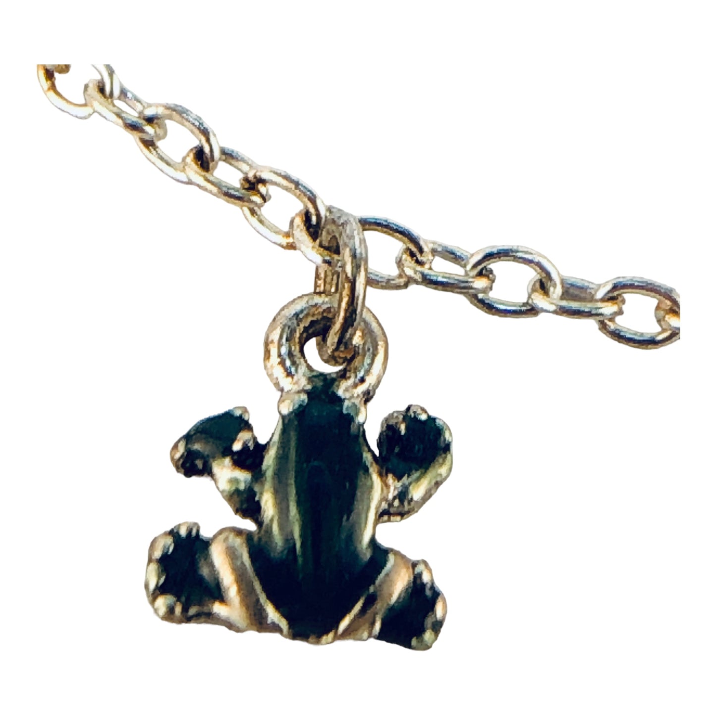 1643 - Frog & Green Beads Anklet - |Clear-65|