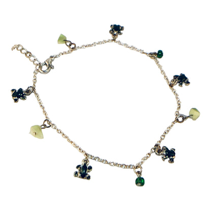 1643 - Frog & Green Beads Anklet - |Clear-65|