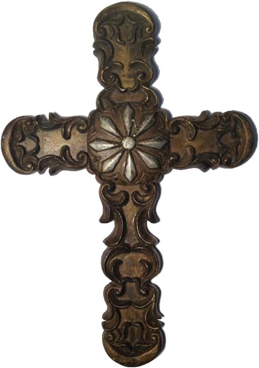 16459 - Brass Cross w/Flower in Center - [7-13]