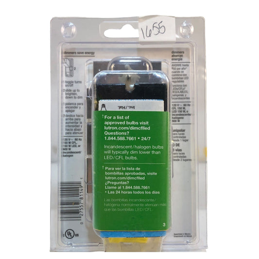 1655 - Lutron Dimmer Toggler White - |H-22|