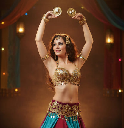 16561 - Belly Dance Gold Zills Embossed Cymbals Pair | 22-11 |