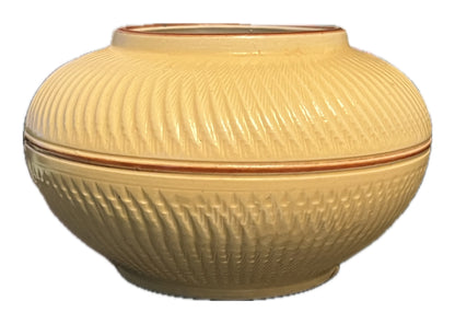 16663 - Vintage Yellow And Brown Round Pottery Planter 5" |23-1|