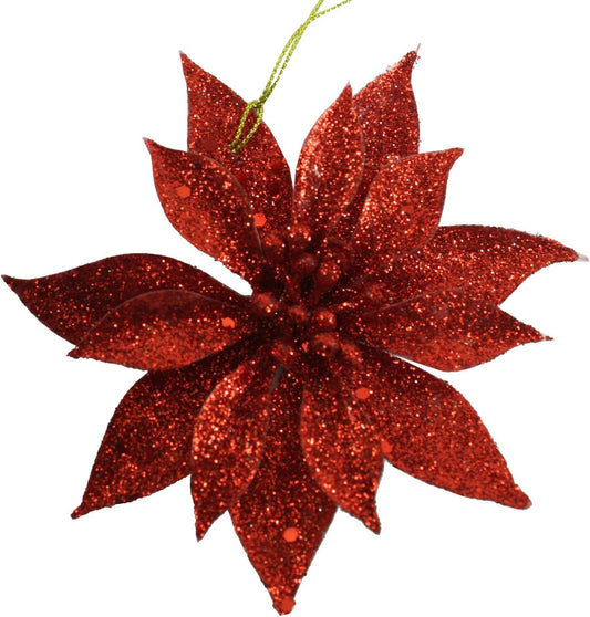 16922 - Red Poinsettia Ornament 1 - Set of Two - [Pod 2-62]