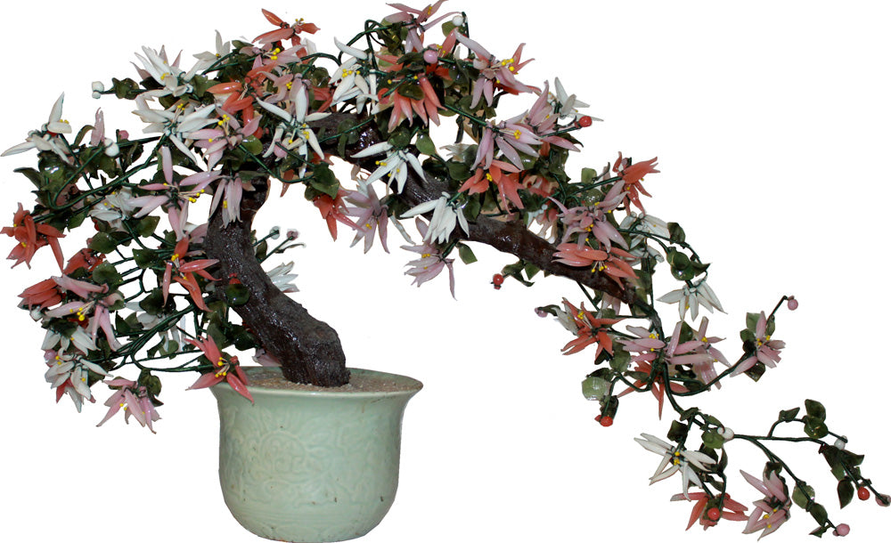 1695 - 28" Pink & White Flower Tree #2 Round Green Base - |Store 10|