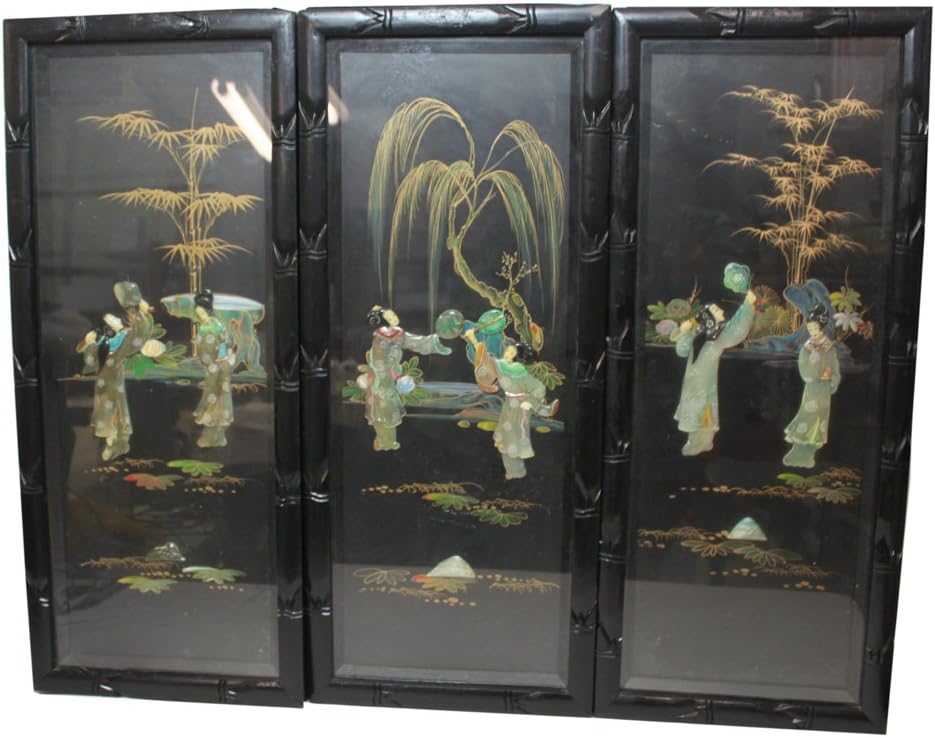 17011 - 3 Vintage Mother of Pearl Oriental Pictures - [BB-41 Top]