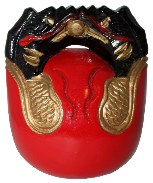 17013 - Red Chinese Mu Yu Carved Wooden Fish Drum |13-18|