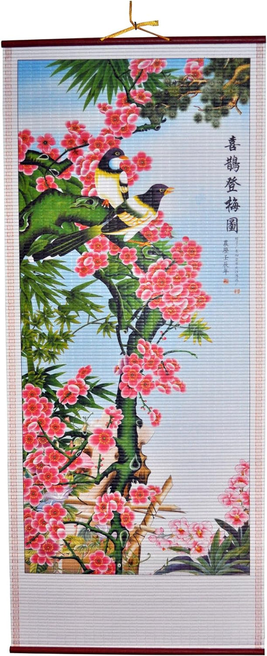 17096 - 12x30" Rattan Scroll Bird Flowers Pod |Scrolls|