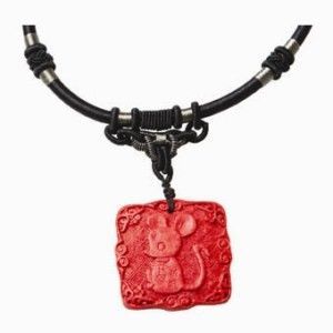 17119 - Cinnabar Zodiac Necklace Rat - |Clear-113|