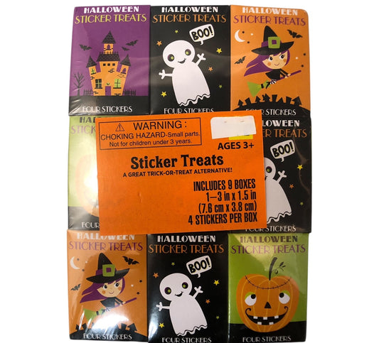 17142 - Sticker Treats 9 Box 7.5 Inch Halloween Set |2-16|