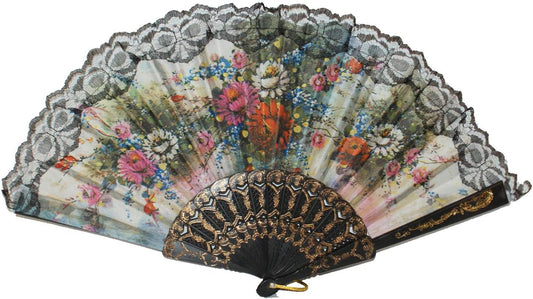 17196 - Set of 6 Assorted Lace Fans - [D-17]
