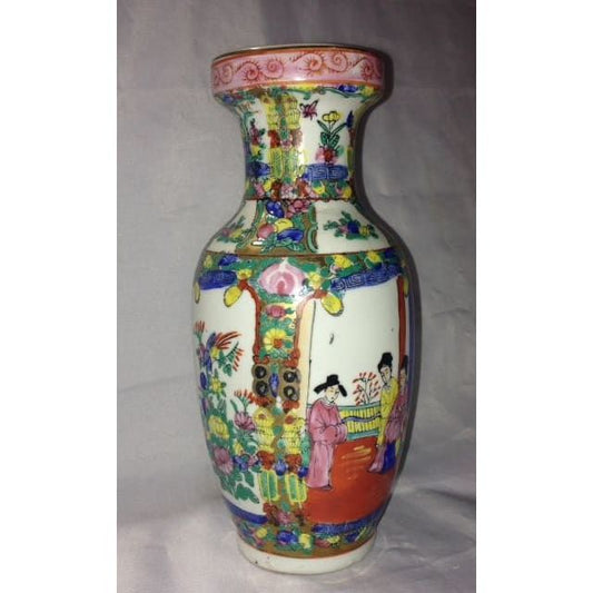 1729 - 8.5" CERAMIC Asian Vase Women in Parlor |16-27|15-36|
