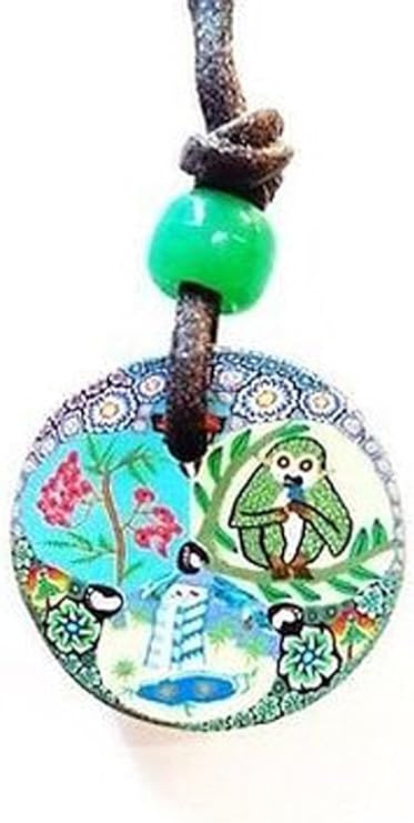 17353 - Claymatic Necklace w/Green Monkey - [Clear ]