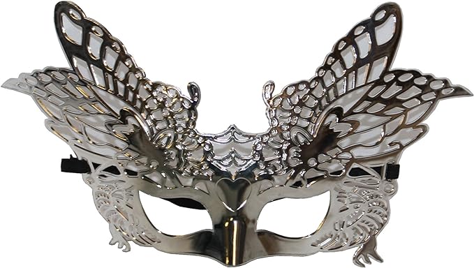 1742 - Silver w/Design Masquerade Mask - |R-86|