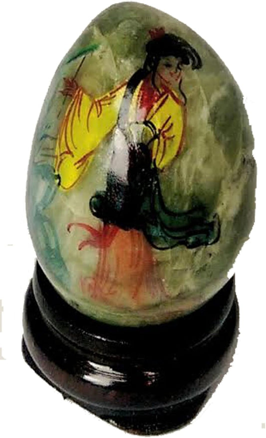 1743 - 1" Jade Green Egg - Yellow Geisha #2 - [Y-2]