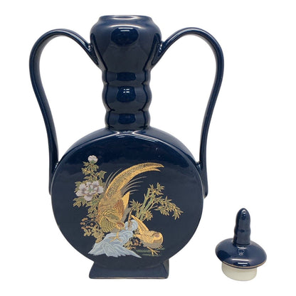 1796 - 10-Inch Vase WIRH  Handles and Top in Blue  WITH PHOENIX BIRDS |22-12|