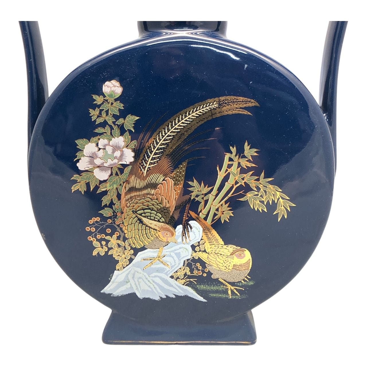 1796 - 10-Inch Vase WIRH  Handles and Top in Blue  WITH PHOENIX BIRDS |22-12|