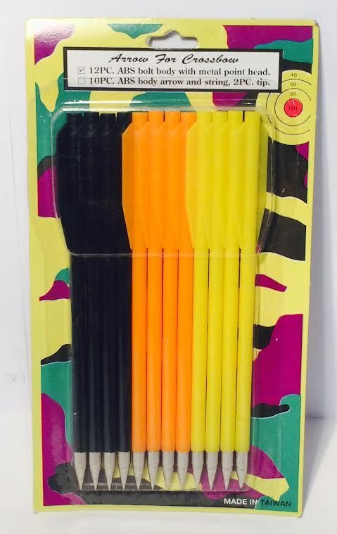 17989 - 12-Pack Black, Orange, Yellow Plastic Arrows With Metal Tips 8 Inches |82|