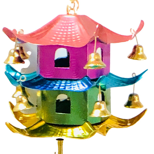 18012 - 5" Three Tier Two House Pagoda Windchime |12-18|