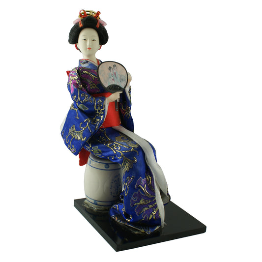 1803 - 11" Blue Geisha Doll w/Fan Siti - |X-13|