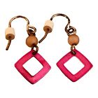 18194 - Metallic Hot Pink Square Hook Earrings - |Clear-106|