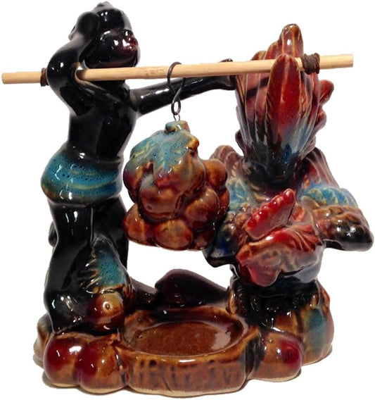 18248 - Boy w/Raised Tail Rooster Oil Burner - [Display 3-Down]