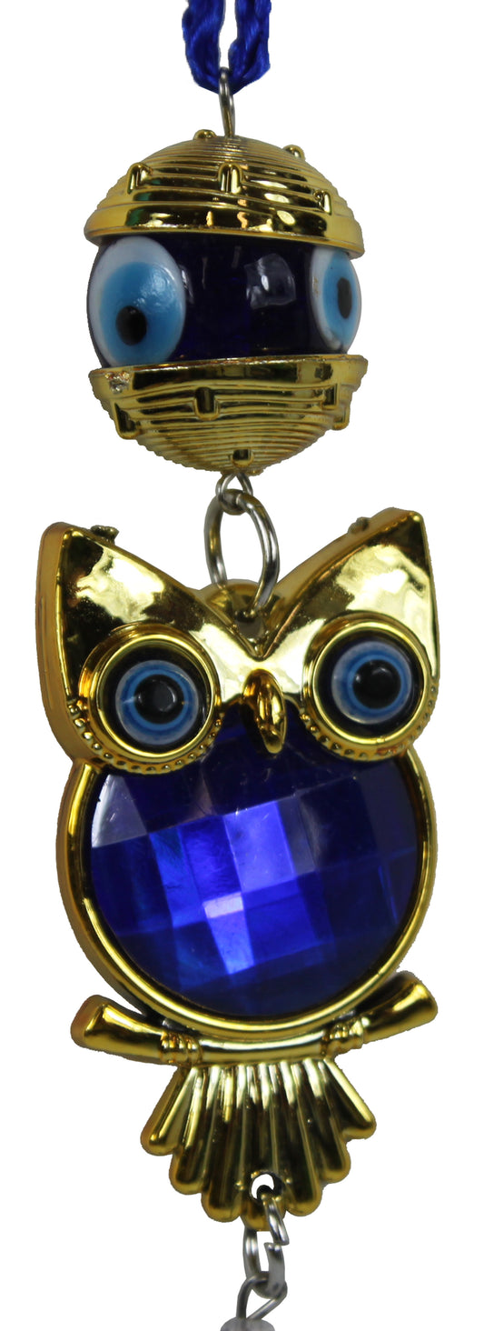1826 - Blue Gold Owl Charm Hanger - |P-8| |A-10|