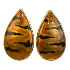 18285 - Stylish Elegant Teardrop-Shaped Gold Tiger Design Stud Earrings For Women |Clear-106|