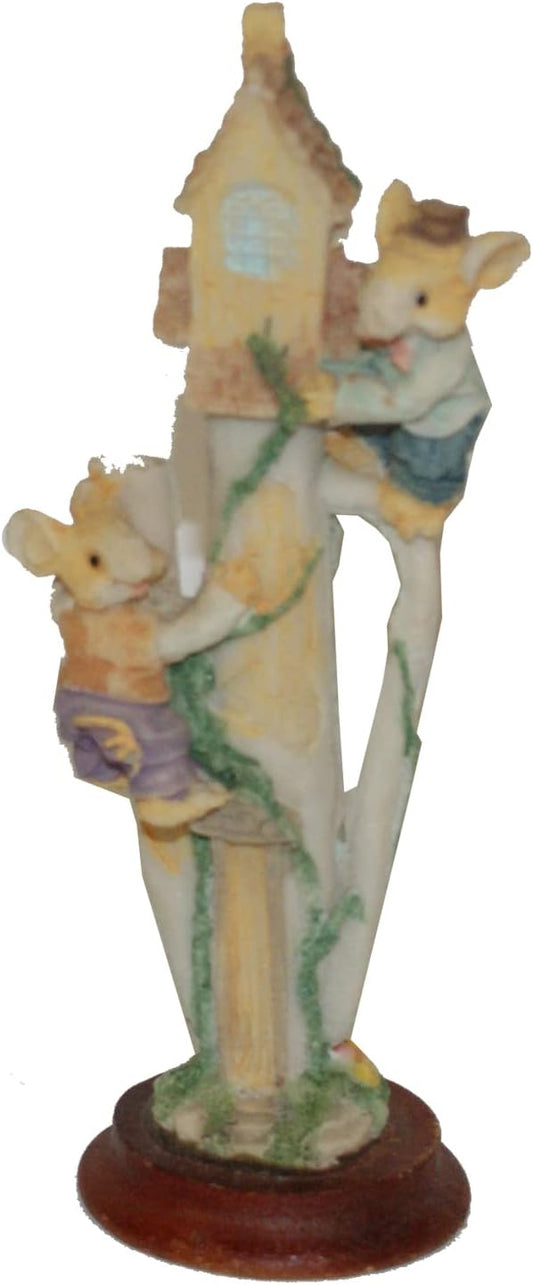 1836 - 6" 2 Mice Climbing Pole House A - |Z-55|