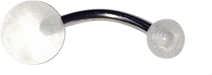 18429 - Silver/White Stone Belly Ring - [Clear-208]